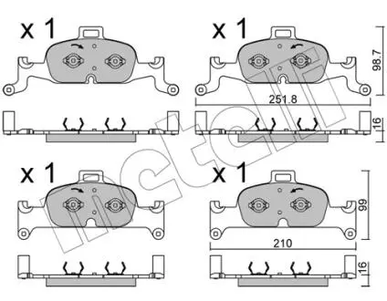 Колодки гальмівні (передні) Audi A4 15-/A5 16-/A6 18-/A7 16-/Q5 16- Metelli 2211260