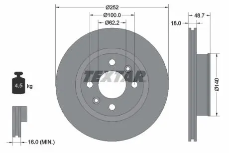 TARCZA HAMULCOWA PRZOD TEXTAR 92196503