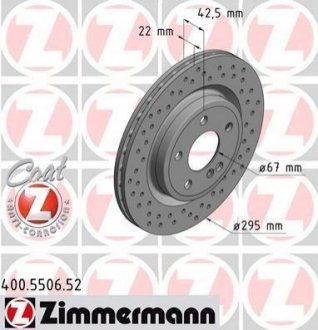 Тормозной диск задний ZIMMERMANN 400550652 (фото 1)