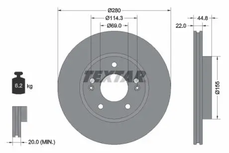 TARCZA HAMULCOWA PRZOD TEXTAR 92314703