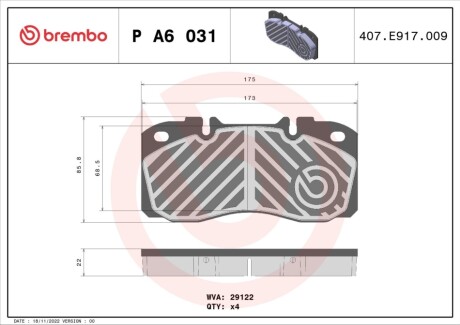 Klocki ham. IVECO.. BREMBO PA6031