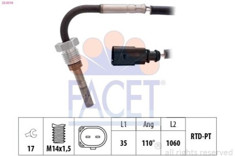 CZUJNIK TEMP. SPALIN FACET 220316