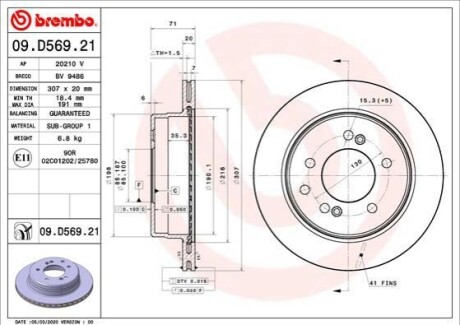 TARCZA HAMULCOWA TYL BREMBO 09D56921