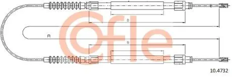 Фото 1 - трос ручного гальма COFLE 92104732 Трос ручного гальма COFLE 92104732 (фото 1)