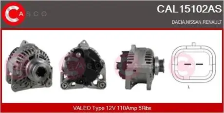 ALTERNATOR 12V 110A CASCO CAL15102AS