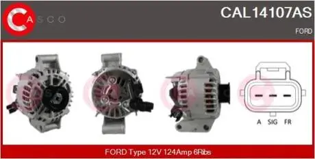 Фото alternator 12v 124a CASCO CAL14107AS ALTERNATOR 12V 124A CASCO CAL14107AS