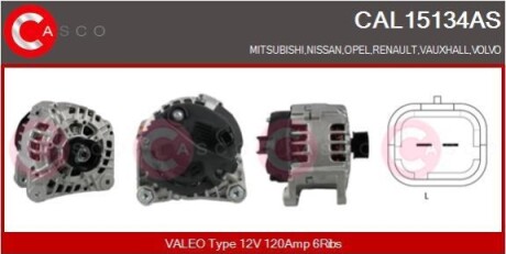 ALTERNATOR 12V 120A CASCO CAL15134AS