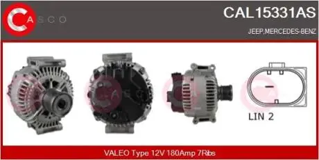 ALTERNATOR 12V 180A CASCO CAL15331AS