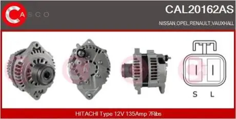 ALTERNATOR 12V 135A CASCO CAL20162AS