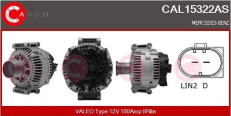 ALTERNATOR 12V 180A CASCO CAL15322AS (фото 1)