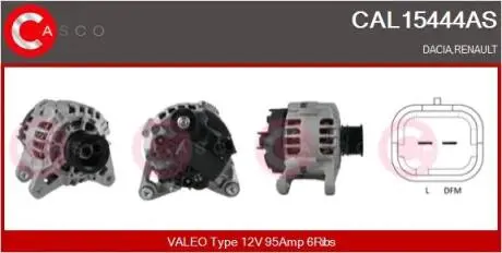 ALTERNATOR 12V 95A CASCO CAL15444AS