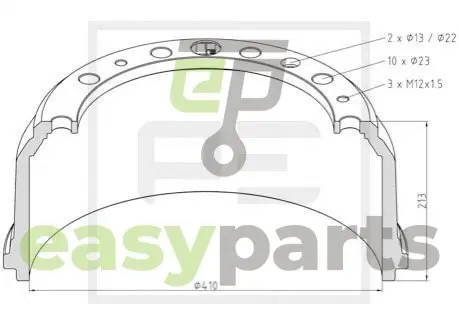 Фото гальмівний барабан PE AUTOMOTIVE 03640400 Гальмівний барабан PE AUTOMOTIVE 03640400