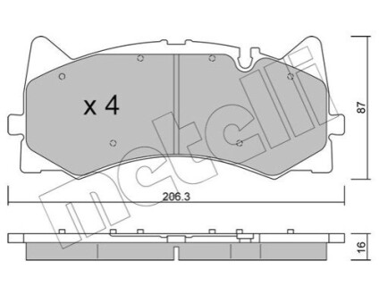 Колодки гальмівні (передні) MB C-class (W205/C205/S205) C 63 AMG 14- Metelli 2212710 (фото 1)