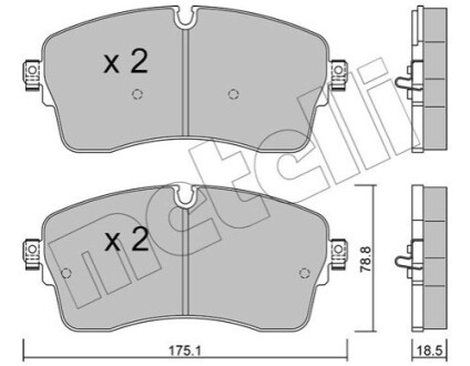 Колодки гальмівні (передні) Land Rover Discovery 14-/Range Rover Evoque 18- Metelli 2212501