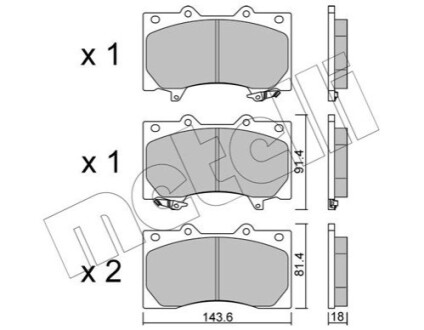 Колодки гальмівні (передні) Nissan Patrol 10- (+ датчики) Metelli 2212790