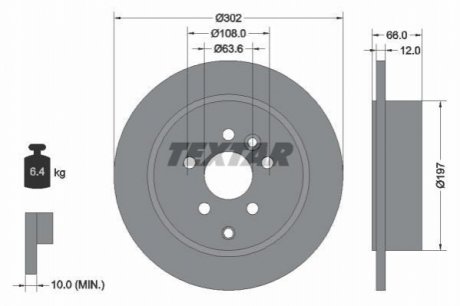 Тормозной диск TEXTAR 92162700