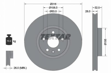 Тормозной диск TEXTAR 92162300 (фото 1)