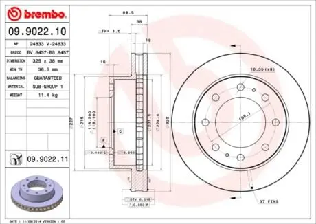 Фото диск тормозной BREMBO 09902211 Диск тормозной BREMBO 09902211