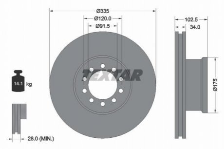 Тормозной диск TEXTAR 93101300 (фото 1)