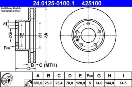 Тормозной диск ATE 24012501001