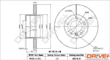 Фото гальмівний диск DR!VE+ DP1010110711 Гальмівний диск DR!VE+ DP1010110711