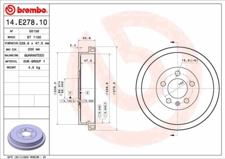 BEBEN HAMULCOWY BREMBO 14E27810