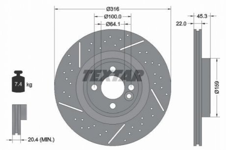 Гальмівний диск TEXTAR 92279105
