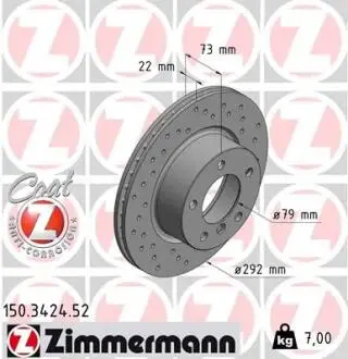 Гальмівний диск ZIMMERMANN 150342452
