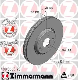 Гальмівний диск ZIMMERMANN 400366975