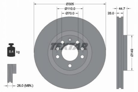 Тормозной диск TEXTAR 92155403