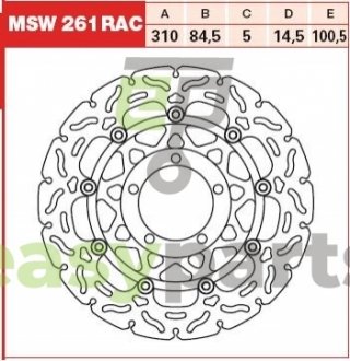 Диск тормозной TRW MSW261RAC