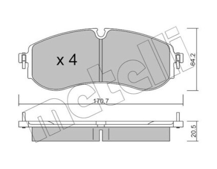 Колодки гальмівні (задні) VW Crafter 16-/MAN TGE 16- Metelli 2212630 (фото 1)