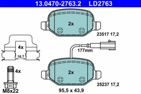 Brake pad set ATE 13047027632