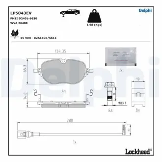 Гальмiвнi колодки дисковi переднi Delphi LP5043EV