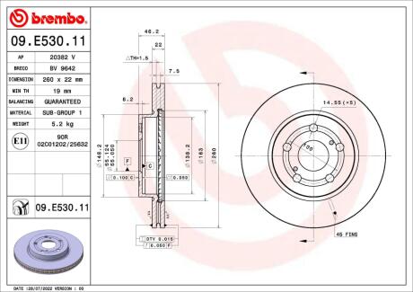 Автозапчасть BREMBO 09E53011