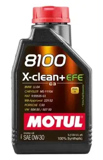 Олива моторна 0W-30 1L 8100 X-clean+ EFE ACEA C3,BMW LL-04,MB229.52, VW 504.00/507.00 MOTUL 111657