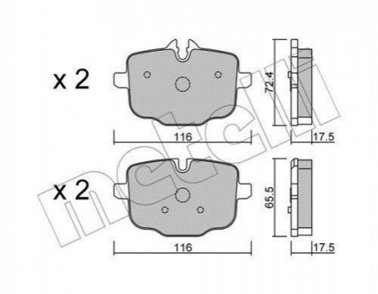 Колодки гальмівні (задні) BMW 5 (F10/F11)/6 (F12/F13)/ 7 (G11/G12)/X5 (G05)/X6 (G06)/X7 (G07) 10- Metelli 2209210