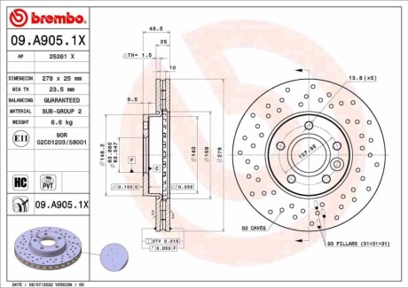 Автозапчасть BREMBO 09A9051X