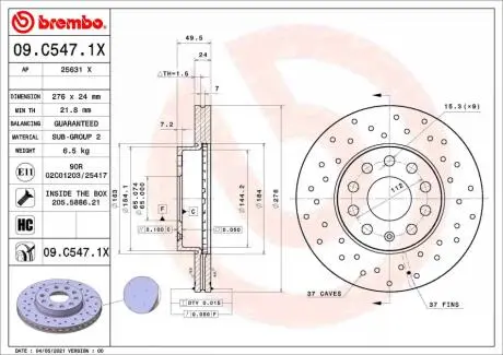 Автозапчасть BREMBO 09C5471X