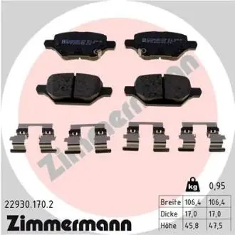 Колодки гальмівні дискові (комплект 4 шт) ZIMMERMANN 229301702