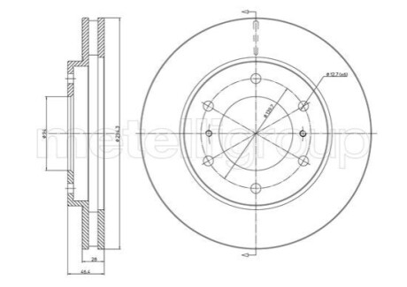 Диск гальмівний (передній) Mitsubishi L200 04-/Pajero Sport 08- (294x28) (вент.) Metelli 231076C