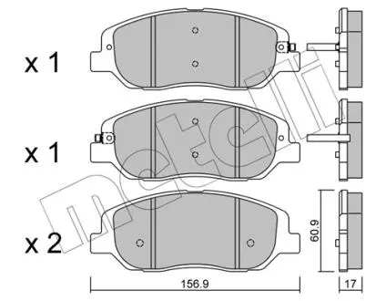 Колодки гальмівні (передні) Hyundai Santa Fe III 12-/Ssangyong Korando III 10- Metelli 2210310