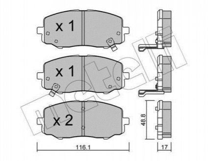 Колодки гальмівні (передні) Hyundai i20 08-15 Metelli 2209120