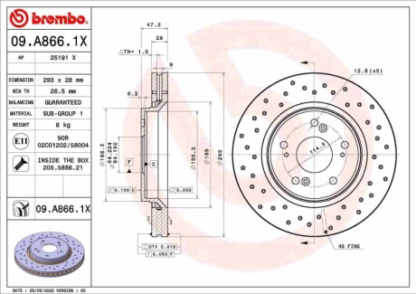 Tarcza ham. BREMBO 09A8661X