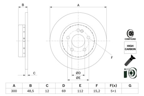 Brake Disc BOSCH 0986479H49 (фото 1)