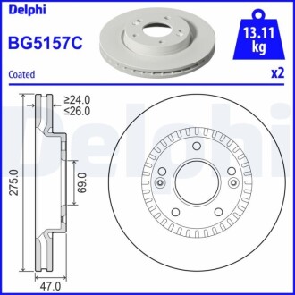 Brake Disc Delphi BG5157C (фото 1)