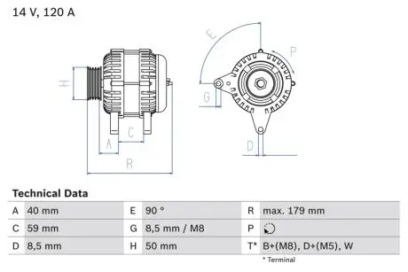 Фото генератор BOSCH 0986038950 Генератор BOSCH 0986038950