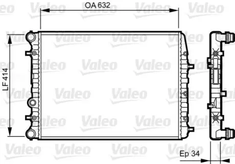 Радіатор охолодження Skoda Fabia 99-14/Roomster 06-15 Valeo 732864