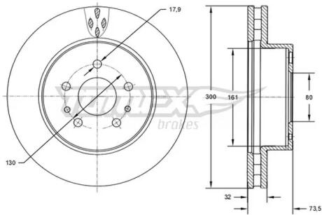 Диск тормозной (передний) Fiat Ducato/Peugeot Boxer/Citroen Jumper 06- (300x32) TOMEX TX7257