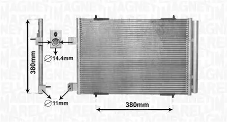 Радіатор кондиціонера Citroen C5/Peugeot 508 1.6/1.6D 09- MAGNETI MARELLI 350203855000